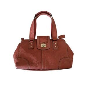 Coach F13961 Hampton Leather Satchel Handbag in Salmon